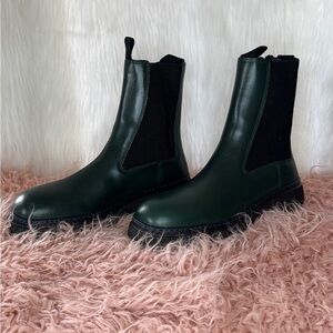 Burberry Green Creeper Leather Chelsea Boots Size 43.5